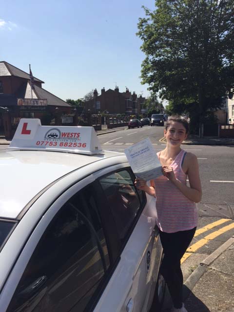 Chloe Haxell passed with Wests School of Motoring Romford